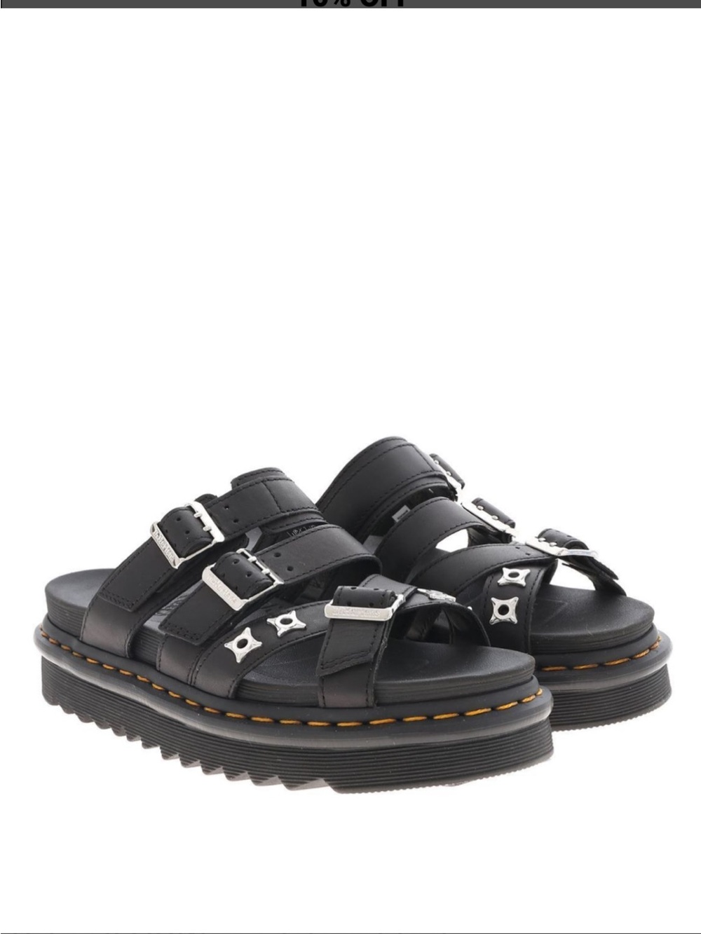 NWOT Dr. Martens Ryker II HDW Sandals Black Leather Strap Studded Womens 7 (M6)